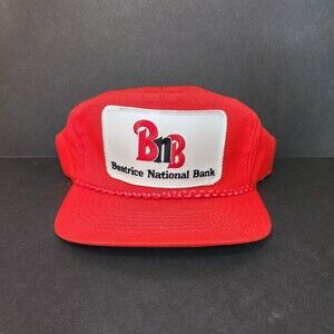 Vintage Beatrice National Bank Patch Snapback Rope Trim Mesh Trucker Hat